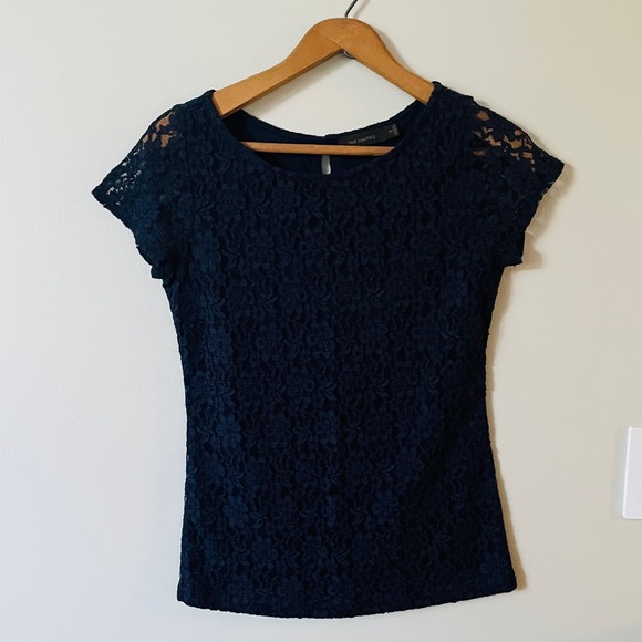 THE LIMITED Lace Cap Sleeve Suit Blouse Keyhole Back Size XS - Picture 1 of 5